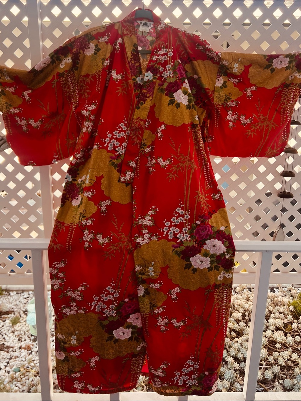Japanese Kimono 100% Cotton in Red & Gold